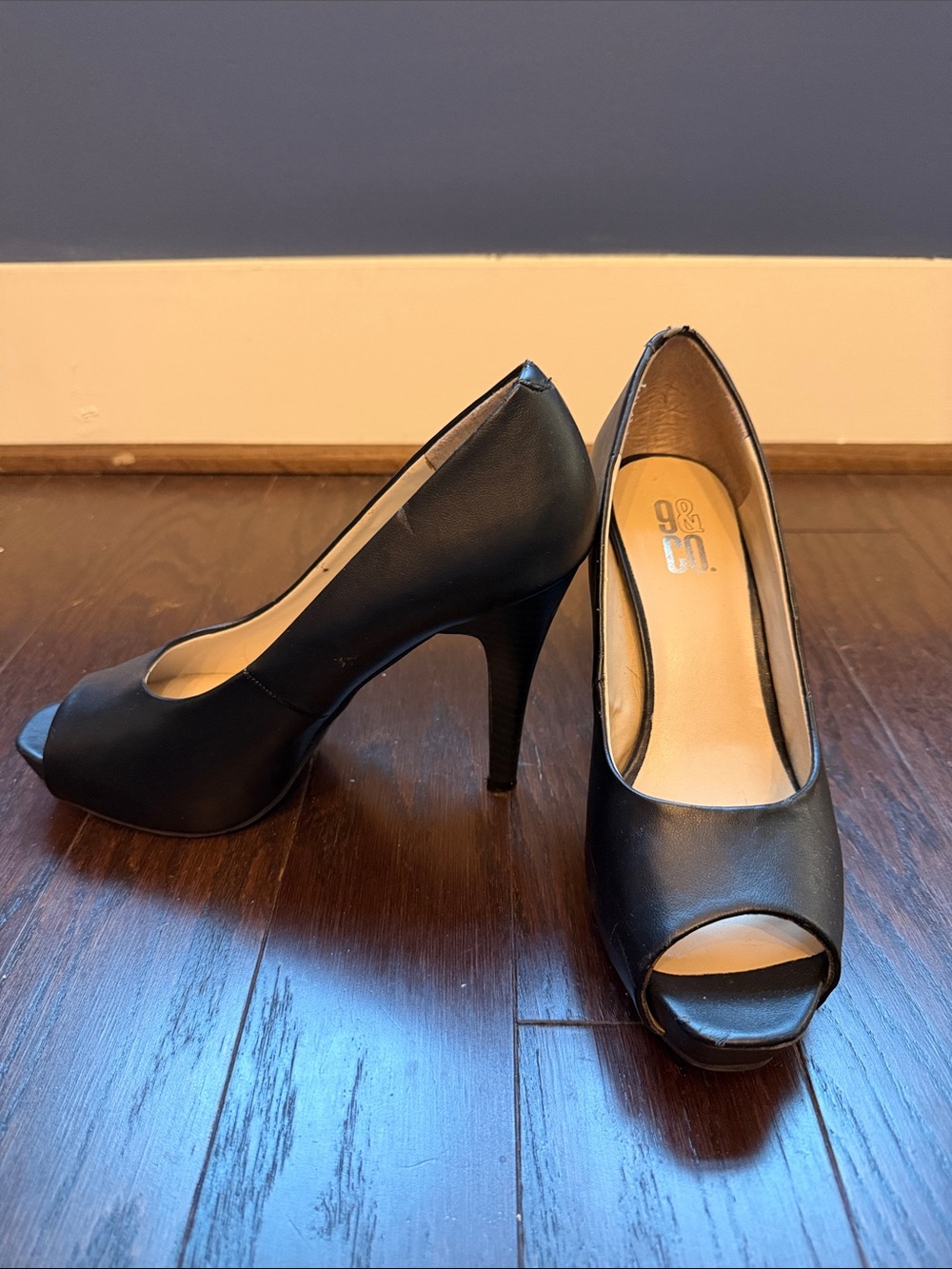 Women's Black Peep-Toe Stiletto Heels